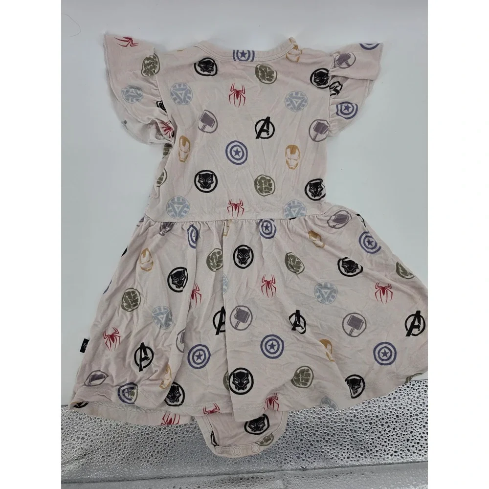 Scottie Belle Bamboo Marvel Avengers Twirl Bodysuit Dress Flutter Sleeve 18-24M